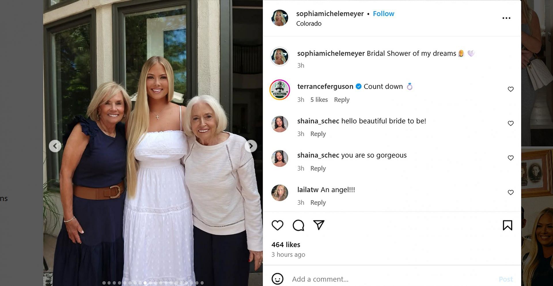 Terrance Ferguson reacts to his fiancée Sophia Meyer's bridal shower/@sophiamichelemeyer